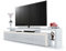Vladon TV Board Lowboard Leon V3, Made in Germany, Korpus und Überbau in Weiß Hochglanz/Front in Weiß Hochglanz mit Rahmen in Creme Hochglanz (227 x 52 x 35 cm)
