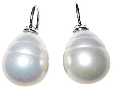 Weiße Perlen-Ohrringe Ohr-Hänger Barockglas-Perle Bügel Sterling-Silber 925-er Designer Heide Heinzendorff klassisch stilvoll elegant Hochzeit Braut