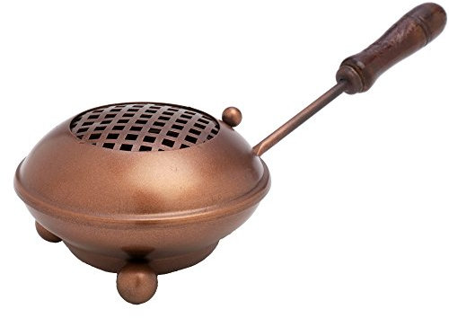 NKlaus Räucherpfanne aus Eisen mit Holzgriff Räuchergefäß Handarbeit 11cm rund 7556