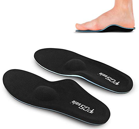 PCSsole Hohe arch Orthopädische Einlegesohlen, Komfort Herren und Damen Einlegesohlen Arbeitsschuhe für Fersensporn, Plattfüße, Plantarfasziitis, Fußschmerz.Schwarz, EU46-47.