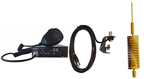 Moonraker Minor II Plus CB Radio Kit, 80 Channel, 12v/24v, with Mini Tornado Stinger Antenna and Gutter Mount (Yellow)