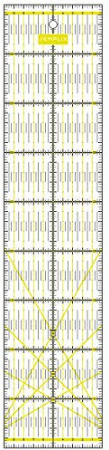SEMPLIX Patchwork-Lineal Quilt-Lineal, transparent, mit cm Skala und Winkelfunktionen, ideal für Patchwork und zum Basteln, 45 x 10 cm (gelb)
