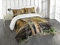 ABAKUHAUS Safari Tagesdecke Set, Asian Tiger in Wald, Set mit Kissenbezügen Waschbar, für Doppelbetten 220 x 220 cm, Bernstein Schwarz