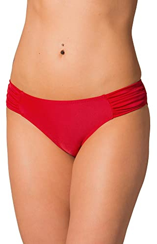Aquarti Bikini Hose Damen mit seitlicher Raffung, Rot, 36