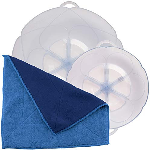 Kochblume Spar-Set für Töpfe von 14 bis 24 cm mit Microfasertuch als Set in der bunten Box | Silikon Überkochschutz für Töpfe und Pfannen (eisblau)