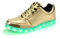 Padgene Damen Herren LED leuchtet Turnschuhe High Top Blinken Trainer USB Ladekabel Spitze bis Paare Schuhe, Gold, 43 EU