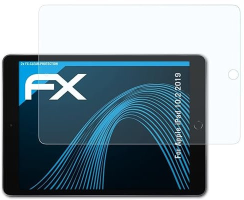 atFoliX Schutzfolie kompatibel mit Apple iPad 10.2 2019 Folie, ultraklare FX Displayschutzfolie (2X)