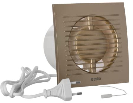 EUROPLAST EE100WPG Wall Fan Diameter 100 mm Exhaust Cable Switch Fan Kitchen Toilet Bathroom with Plug Gold