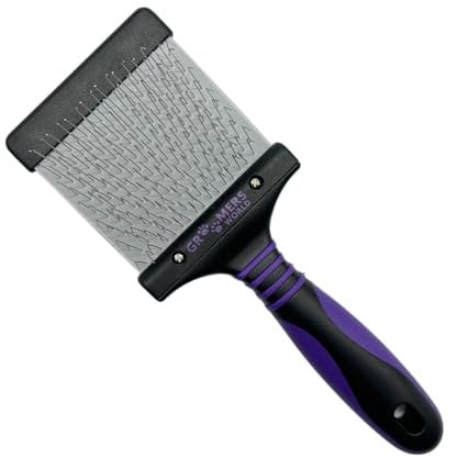 Groomers World - Firm Flexi Slicker Brush - Suitable for Poodle, Doodle, Bichon Dog Breeds - Large