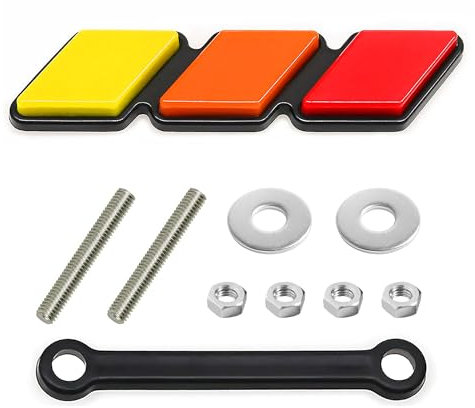 OXILAM Dreifarbiges Kühlergrill-Emblem, Dekoration, Zubehör, Auto, LKW, Etikett, passend für Tacoma 4Runner Tundra Sequoia Rav4 Highlander (gelb, orange, rot)