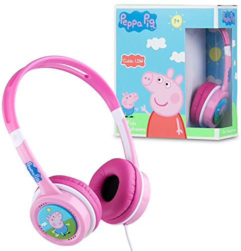 Peppa Pig Auriculares Infantiles para Niñas, Cascos Musica Niños, Auriculares Diadema con Cable Niña, Rosa