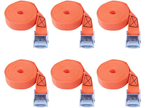 6 Stück Spanngurte Zurrgurt Mit Ratsche, Befestigungsriemen Fahrradträger, Schnellspanngurt Gepäckspanner Elastisch, Für Camping Outdoor Und Autotransport Usw (25mm*3m, orange)