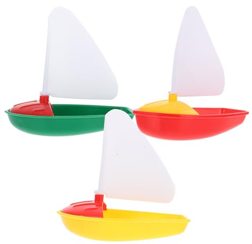 NUOBESTY Barco de juguetes de baño, 3 piezas de velero de plástico para niños pequeños, flotantes, para playa, ducha, bañera, niños (colores surtidos)