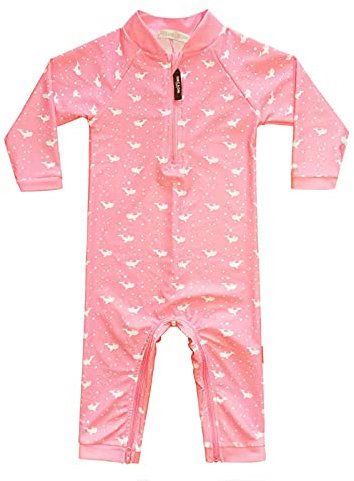 weVSwe Maillot De Bain Baleine Coupe Bébé Rose Rash Guards Protection Solaire Infantile Filles Maillot De Bain Changement De Couche Facile 6-12 Mois