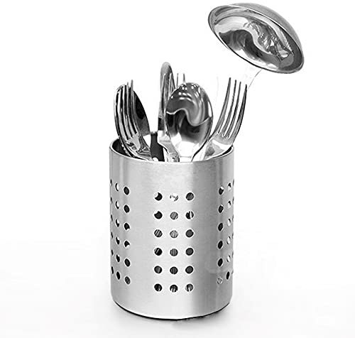 plastific Silver Stainless Steel Kitchen Cutlery Holder Utensil Organizer Flatware Caddy Drainer, Cooking Utensil & Gadgets Holder, Kitchen Caddy Spoons & Forks Organizer