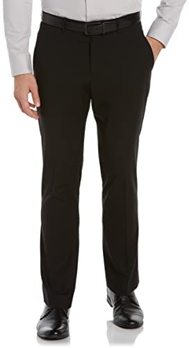 Perry Ellis Men's Portfolio Slim Fit Stretch Active Waistband Dress Pant, Black, 36W x 32L