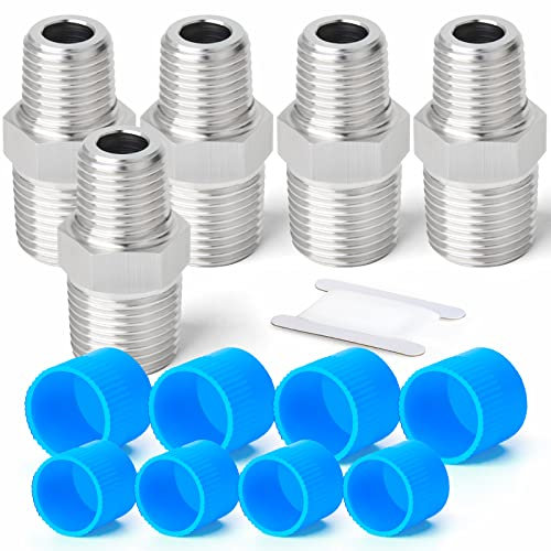 ERGAOBOY 2 Stück 3/8 Zoll BSP Außengewinde x 1/2 Zoll BSP Außengewinde Geschmiedeter Edelstahl Reduzier Sechskantnippelverbinder SUS 304 Rohrverschraubungen