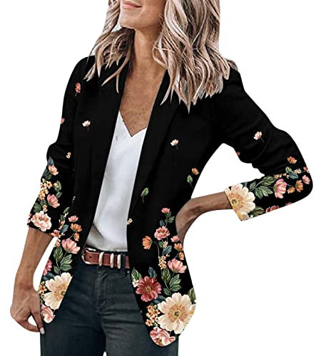 WWricotta Veste Tailleur Femme - Pockets Boutons Blazer Blanc Femme Manteau Cardigan Veste Chic Femme Blazer Sweat Femme Blazer Manteau RéTro Veste Le Noir XL