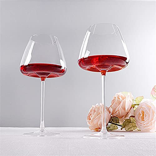 HALAWAKA Lot de 2 verres à vin rouge en cristal sans plomb avec fond concave (2 pièces – Verre à vin en cristal noir avec nœud papillon, flûtes à champagne, verres à cocktail)