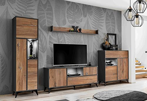 Extreme Furniture Venice TV Set | 3 armoires de Salon avec 1 étagère Murale | LED | Design Moderne | Rangement Pratique