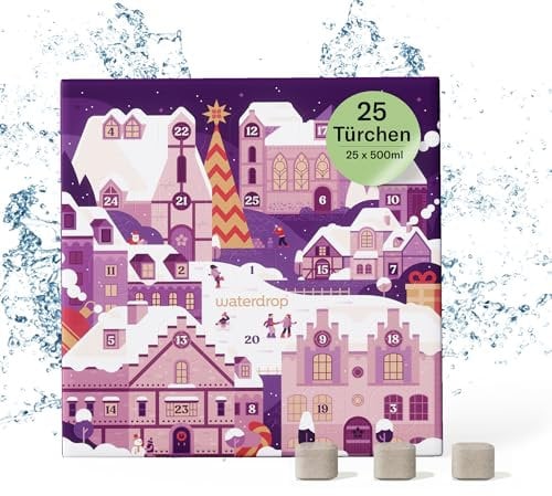 waterdrop® Adventskalender 2025 - Limited Edition - 25 exklusive Überraschungen für Dich selbst oder zum Verschenken - Weihnachtsgeschenkset für Frauen & Männer - Verleiht deinem Wasser Geschmack