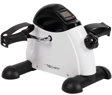 TechFit Pédalier, mini vélo de vélo pour usage domestique et bureau, outil d'entraînement facile pour bras et jambes avec écran LCD, convient pour la récupération légère, Blanche