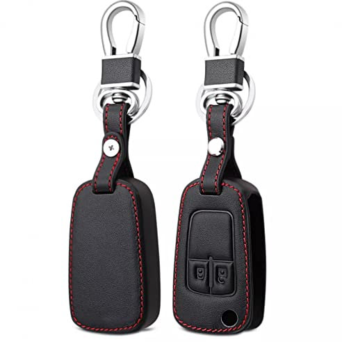 Leder Autoschlüssel Hülle Shell Auto Fernbedienung Schlüsselanhänger passend für Opel Astra J Corsa D Zafira C Mokka Insignia Cascada Karl Adam Meriva