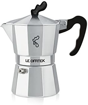 Le Offitek Caffettiera AMIKA 1 TZ, Alluminio, Design italiano, Alta qualità, Valvola Anticalcare, Piastrina Filtro Microforata Laser