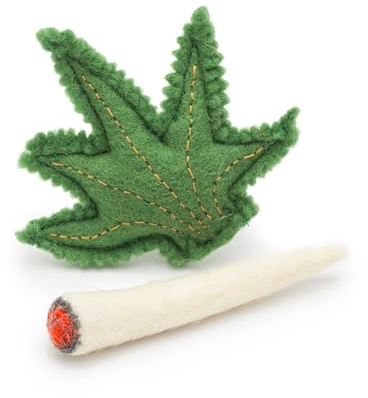 Glaciart One Catnip Joint & Leaf Cat Toy Set | Cat Crack for Funny Cats, Stimulating Cat Toys for Boredom, Exercise & Play | Filled w/Organic Catnip to Excite/Calm Kitty | Organic Idea