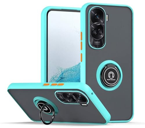 RankOne Custodia per HONOR 90 Lite 5G (6.7 Inches), Staffa ad Anello Base di Aspirazione Magnetica Cover per Cellulare Trasparente Opaca - Cielo blu
