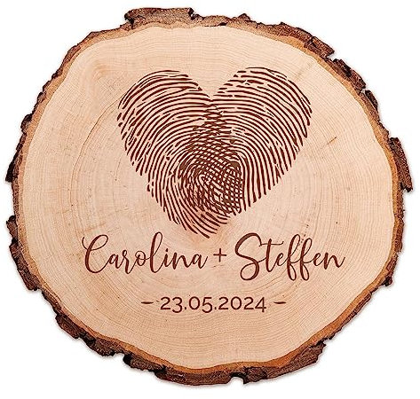 Baumscheibe mit Gravur, Deko Holzscheibe zur Hochzeit, Hochzeitsgeschenk für Brautpaar, Personalisierte Holzplatte mit Namen und Datum, Geschenk zur Hochzeit, Holz Untersetzer, Hochzeitsdeko