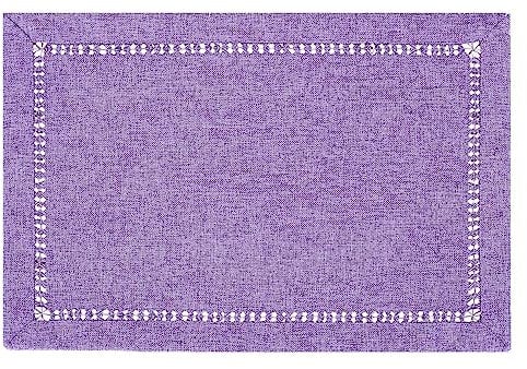Grelucgo Solid Farmhouse Rustic Hemstitched Lavender Lilac Light Purple Table Placemats (13 x 19 Inches (Set of 4))