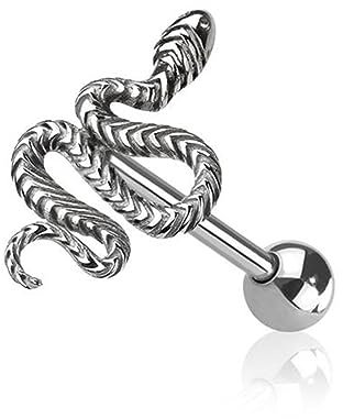 BlackAmazement Piercing de langue en acier inoxydable 316L - Style gothique - Pour homme et femme, Acier inoxydable