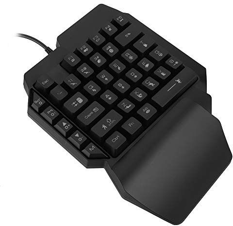 Yctze Einhändige Gaming-Tastatur, 39 Tasten, RGB-Hintergrundbeleuchtung, Tragbare -Gaming-Tastatur, Kabelgebunden, Einhändig, Mechanisch, Ergonomische Tastatur für PUBG-Computer,