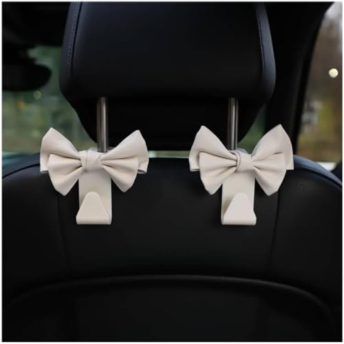 2Pcs Car Purse Hook for Car Hooks for Purses and Bags, Cute Bow Car Seat Headrest Hook for Car Purse Hook Hanger (2 white)