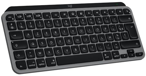 Logitech MX Keys Mini für Mac Minimalist Kabellos Tastatur - FRA AZERTY | MacBook Pro/Air, iMac, iPad, kompakt, Bluetooth, Tasten mit Hintergrundbeleuchtung, USB-C, Schnell/flüssig, AZERTY FR – Grau