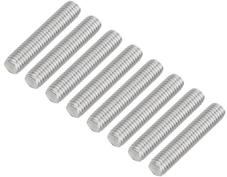 QUARKZMAN 8pz Asta Filettata Intera, M8 x 40mm Acciaio Inossidabile 304 Borchie Barra con Filettatura Destra M8-1.25 Passo Filettatura per Assemblaggio Mobili Macchinari