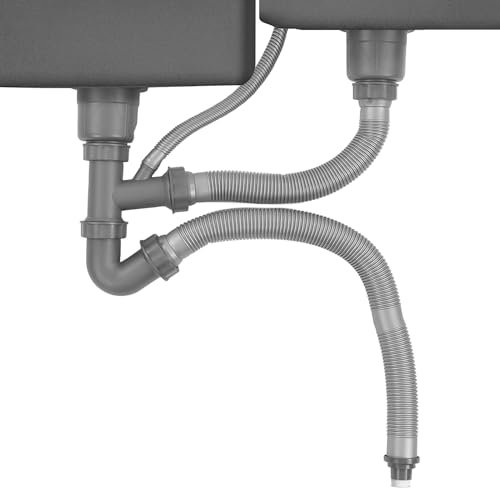 Double Sink Hose Drain Kit Universal Double Sink Drain Pipe Kit Expandable Design Kitchen Sink Drain Hose Quick Draining Flexible Drain Pipe for Kitchen Sink