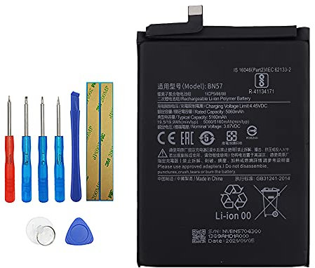 Vvsialeek BN57 Batería de repuesto compatible para Xiao-mi P-OCO X3 NFC M2007J20CG, M2007J20CT/ P-OCO X3 Pro M2102J20SG, M2102J20SI con kit de herramientas gratuito