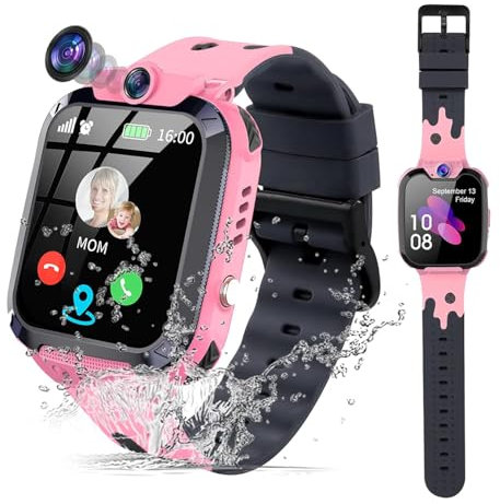 Olivfant Reloj Inteligente Niños con Llamand Bidireccional, SOS, Calculadora, Alarma, Cámara, Juegos Reloj Inteligente de Moda para Niños de 4 a 12 Años y Niñas Regalo (Rosa)