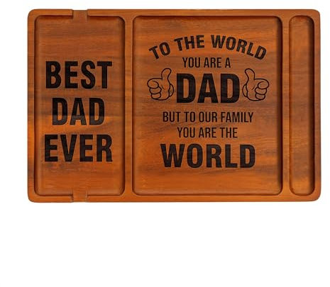 Dad Birthday Gifts, Wooden Valet Tray Gifts for Dad Daddy Gifts from Daughter, Bedside Organiser Dad Gifts Birthday Presents for Dad Daddy Valentines Gifts Christmas Dad Gift