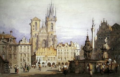 MNMSBFXQ Berühmtes Gemälde Leinwand Bilder Kunstdrucke Leinwand Plakat Prag von Samuel Prout Bilder Deko Kunstwerk für Wohnzimmer 60x90cm