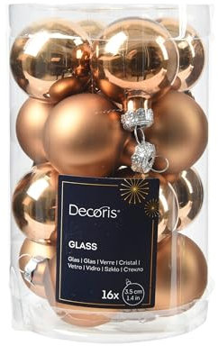 Weihnachtskugeln Glas 3,5cm 16 Stück - matt & glänzend - Kleine Christbaumkugeln Weihnachtsbaumkugeln für Weihnachten - Christbaumschmuck & Weihnachtsbaumschmuck - Pekanuss Braun