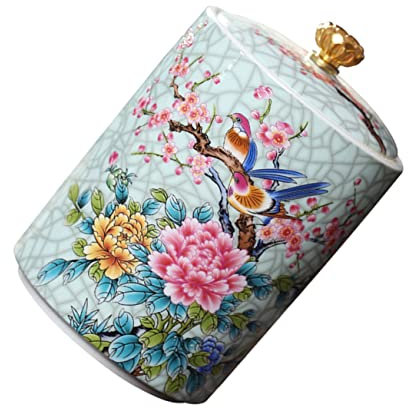 OKUMEYR Keramik Teedose Mit Emaille-design Fassungsvermögen Versiegelter Deckel Für Staub Und Schmutzschutz Praktische Lagerung Für Losen Tee Und Andere Zutaten