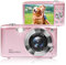 Digital Camera, 4K 58MP Full HD 16X Zoom Fixed Focal Macro Timed Photography Digital Video Camera, Portable Compact Digital Camera for Teens Adult Beginner(Gold and Pink) (Pink)