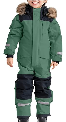 Snowsuit Kids Limited Time Deals,Winter Snow Jacket Pants Romper Snowsuit Children's Ski Suit Sale Thermal Ski Overalls Winter Warm Snow Jumpsuit with Removable Hood Mud Suit Softshell Suit