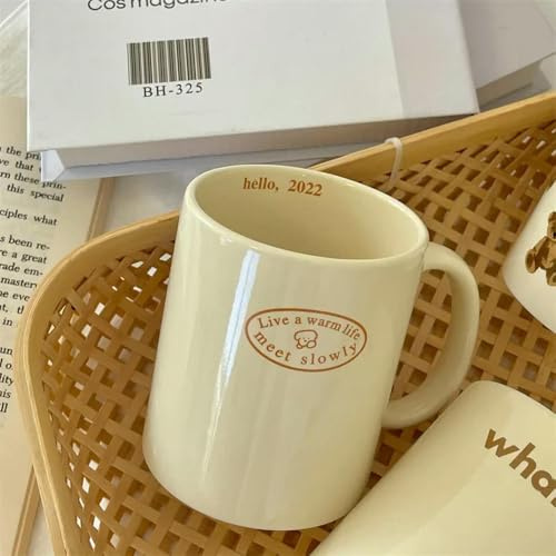 GENPICONG 1PC 301-400ml Breakfast Drink Coffee Tea Milk Cups Teddy Bear Pattern Large Ceramic Mugs Office Kitchen Tableware Drinkware Gifts