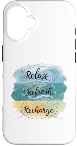 Hülle für iPhone 16 Ruhig entspannend lindernd ruhig Relax, Refresh, Recharge