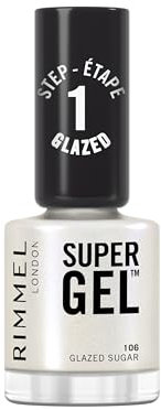 Rimmel Super Gel, 106 Glazed Sugar, Vernis longue tenue, Finition givrée, Application facile, Manucure effet gel, Résistant aux éclats, Formule clean, 12ml