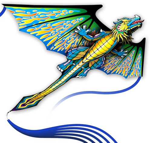SGftre Red Evil Dragon Kite for Kids & Adults Easy to Fly,Single Line String with Tail for Beach Flying Kites,Kite for Outdoor Activities Family Parties and Beach Games